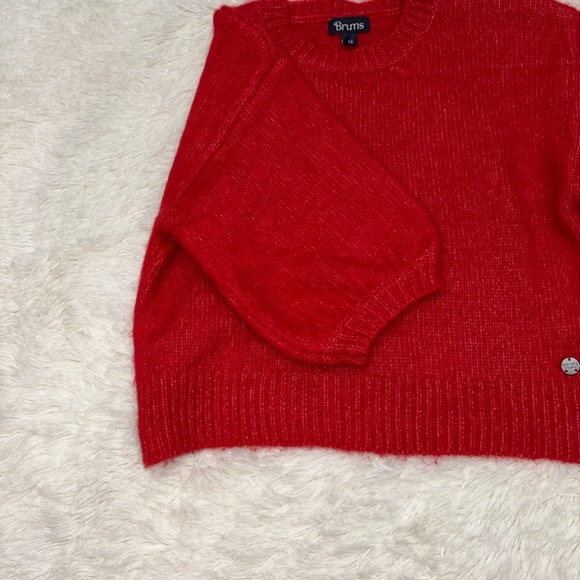 BRUMS MILANO Vibrant Red Crew Neck Sweater, cropped, made in Italy🇮🇹, size 14 /S - Picture 12 of 12